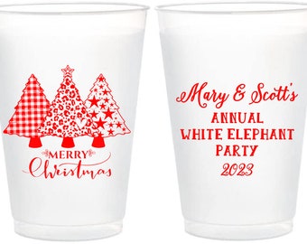 Personalized Christmas Party Cups: Frosted Holiday Favor