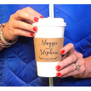 Tazze da caffè di carta personalizzate, tazze di carta, tazze da matrimonio, bar del caffè, bar della cioccolata calda, caffè e ciambelle, regalo per insegnanti, tazze per feste di Natale