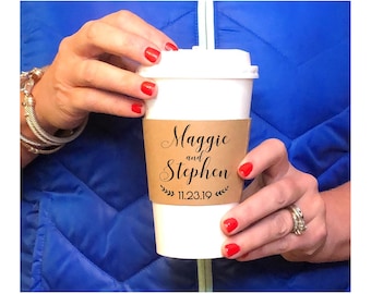 Custom Wedding Paper Coffee Cups Screen Printed Hot Beverages