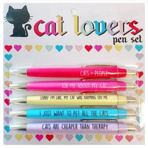 Wagging Cat Gel Pens 6 Pc Set Cute Cat Pens, Funny Cat Pens, Planner Pen,  Cat Lover Gift, Cat Stationery, Pen Set, Student School Supplies 