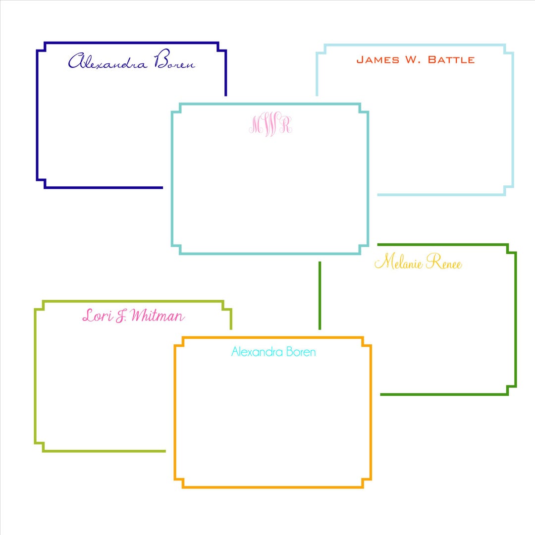 Personalized Notecard Set Monogram Flat Cards Set of Flat Cards ...