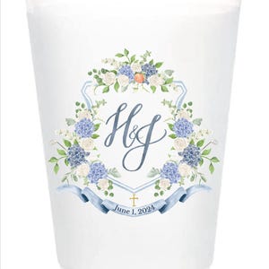 Custom Full Color Cups, Monogram Shatterproof Cups, Photo Cups, Wedding Monogram Cups, Favors, Frost Flex Cups, Full Color Wedding Cups