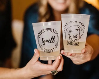 Custom Dog Cups for Wedding - Pet Wedding Cups - Pet Wedding Favors - Personalized Shatterproof Cups - Animal Wedding - Custom Frosted Cups