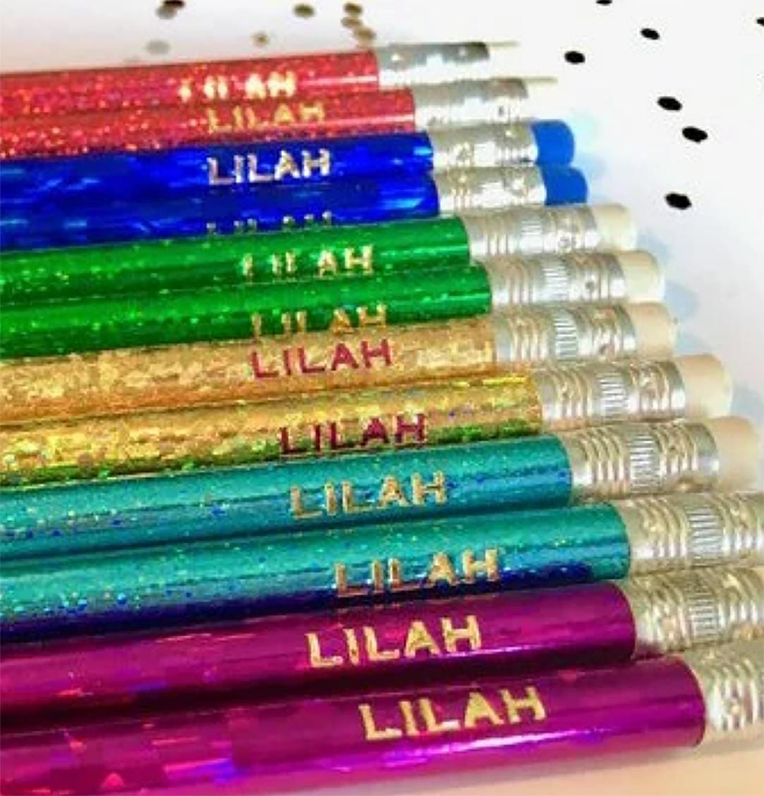 Custom Pencils, Personalized Pencils, glitter pencils, Hologram Pencils, teacher gift, Engraved Pencil, Christmas Gift, Stocking Stuffers