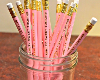 Personalized Pencils, custom Pencils, teacher present, pencil, stocking stuffers, Name Pencils, Pencils with Messages, Wedding Favors, Party