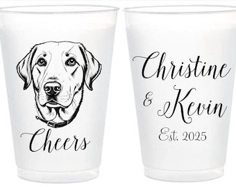 Bicchieri personalizzati per cani per matrimoni - Bicchieri per animali domestici per matrimoni - Bomboniere per animali domestici per matrimoni - Bicchieri infrangibili personalizzati - Matrimoni con animali - Bicchieri satinati personalizzati