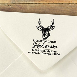 Aangepaste zelfinktende stempels, buck retouradresstempel, herten gepersonaliseerde stempel, retouradresstempel, hertenjager, hertencadeau