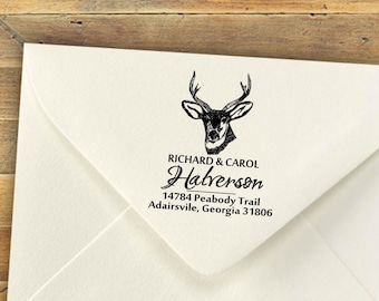 Custom Self-Inking Rubber Stamps, Buck Return Address Stamp, Deer Personalized Stamp, Return Address Stamp, Deer Hunter, Deer Gift