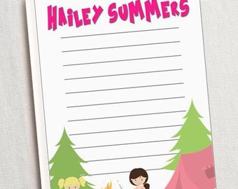 Camp Stationery, Camp Note, Camp Letter, Camp Note Cards, Summer Camp, Camping Party, Kids Stationery, Summer Camp Girl, Girl Camp Note