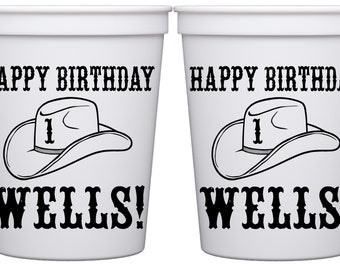 12oz Custom Cups, Cowboy Party, Rodeo Party, Personalized Plastic Cups, Personalized Party Cups, Stadium Cups, First Birthday, Horse Party