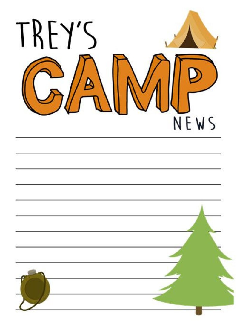 Camp Stationery With Envelopes Camp Note Cards Personalized Etsy