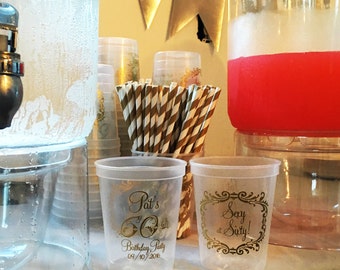 Personalized Cups, Plastic Cups, Frosted Cups, Bachelorette Cups, Gold Cups, Wedding Cups, Party Cups, Cups for Weddings, Custom Cups