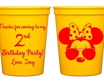 Vasos de cumpleaños de Minnie Mouse: recuerdos de fiesta personalizados, 16 oz