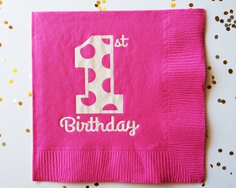 First birthday, 1st birthday, Custom Napkins, Cocktail Napkins, Wedding Napkins, Beverage Napkins, Personalized Napkins, Monogramed Napkins