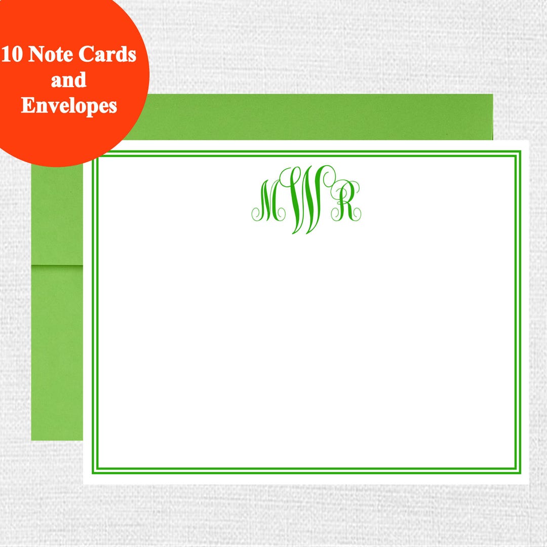 Personalized Monogram Stationery Cards – Modern Script Flat Notes (10 ...