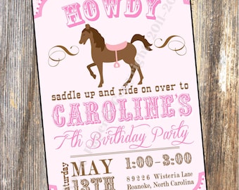 Horse Invitation Girls Party Invite Horseback Birthday Pony Riding  Horse Birthday Invitation, Horse Invitation, Horse Editable Invitation