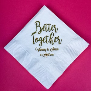 Tovaglioli da sposa, tovaglioli da cocktail personalizzati, tovaglioli da bar, tovagliolo di carta, tovagliolo per bevande, tovagliolo da tavolo da torta, ricevimento di nozze
