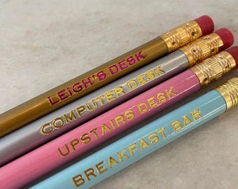 Juego de lápices con tu nombre grabado - Lápices grabados Regalo de agradecimiento para profesores Lápices con nombre Lápices personalizados para la vuelta al cole Lápices personalizados