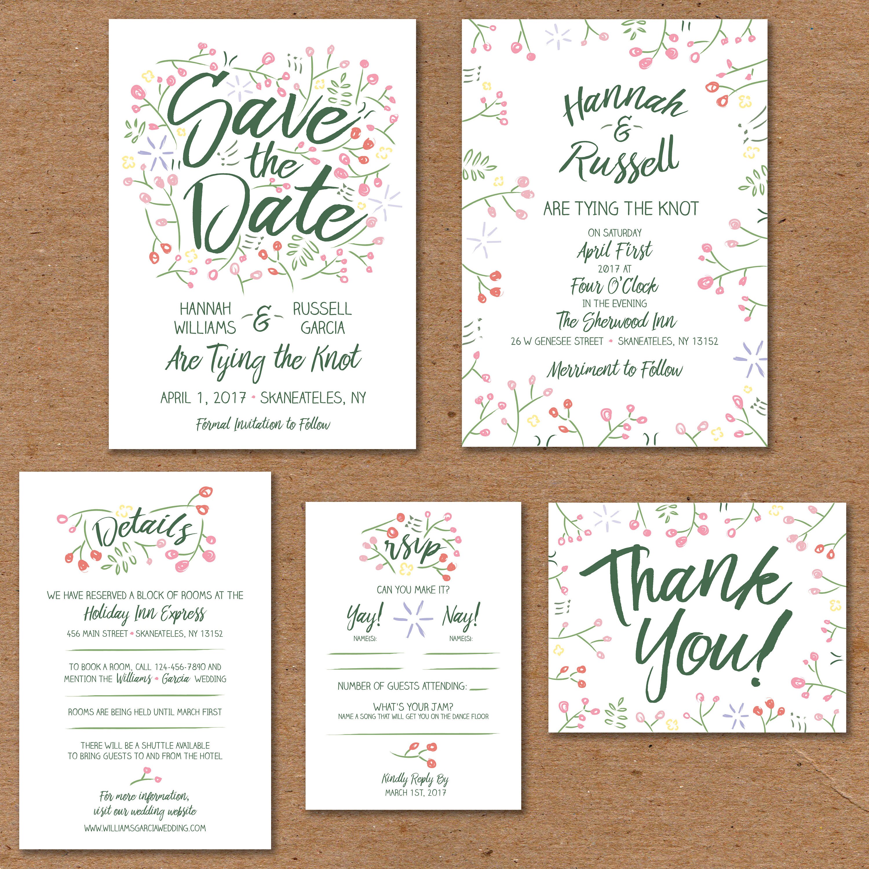 Floral Wedding Invite Set Printable Invitation 5x7 Etsy