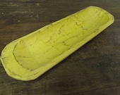 Rustic Wooden Short Baguette Dough Bowl-Batea 4 Primitive-Doughboard 6 x 20 x 2.5 in.- French Bread Bowl-Serving-Honey Locust Yellow