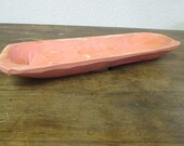 Wooden Short Baguette Dough Bowl-Batea 2 Primitive-Doughboard-6 x 19 x 3 in.- French Bread Bowl-Serving-Pink