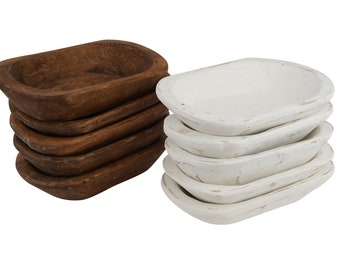 Half Starter Pack-Mini-5-6 x 9-10x2 inches-Quantity 20-Dough Bowl-Batea-Rustic-2 Color Pack-Waxed and White-Mini-20 PCS-Mixed Pack