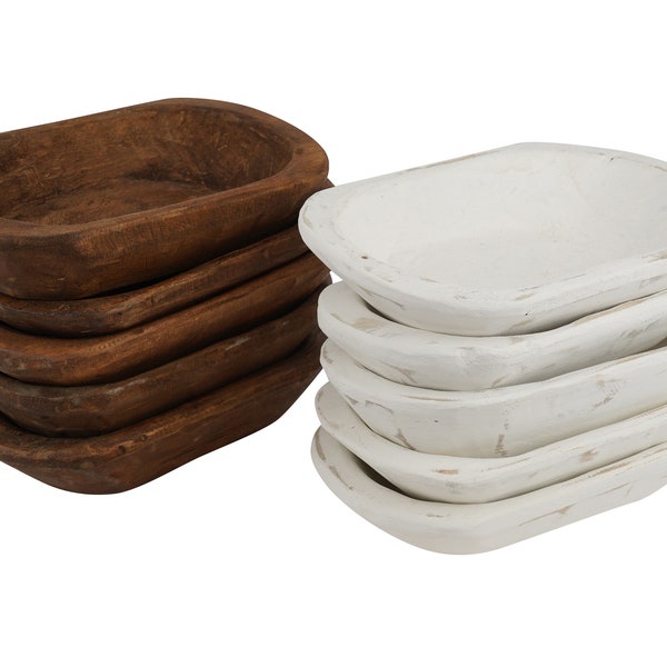 Half Starter Pack-Mini-5-6 x 9-10x2 inches-Quantity 20-Dough Bowl-Batea-Rustic-2 Color Pack-Waxed and White-Mini-20 PCS-Mixed Pack