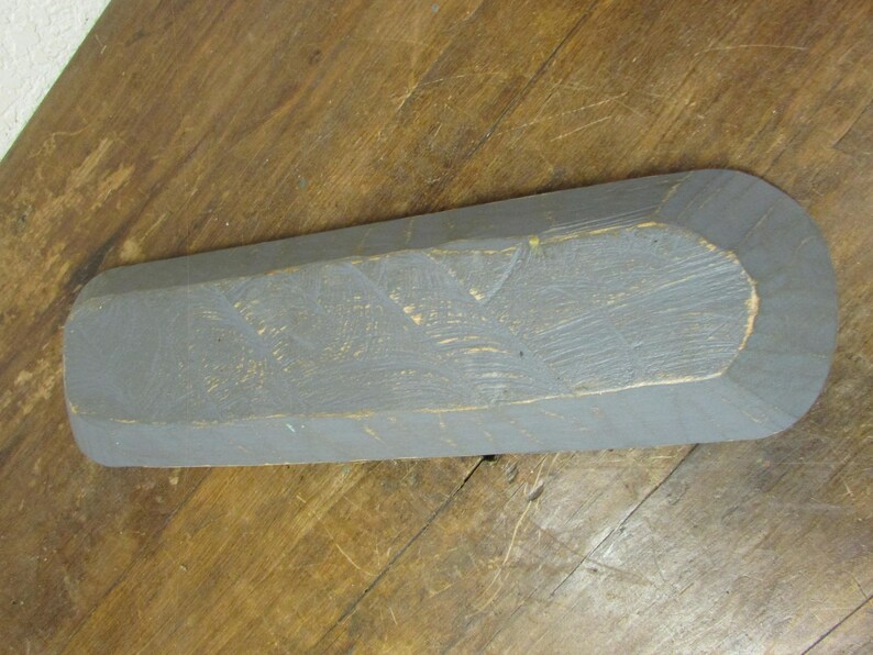 Wooden Short Baguette Dough Bowl-Batea #3--Primitive-Doughboard-6 x 21 x 3 in. French Bread Bowl-Serving-Industrial Gray