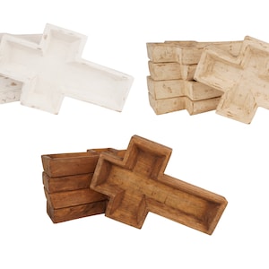 Large Candle Pour-Wooden Cross Dough Bowl-Farmhouse-Three Colors-11x17x2.5-Large Candle Ready Cross
