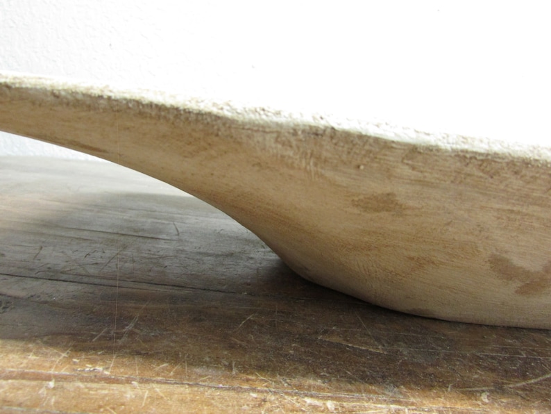 Carved Eurostyle Farmhouse Dough Bowl #22-Wood-Handmade-11x26x4 in.-Trencher-Primitive-Gorgeous-Antiqued White