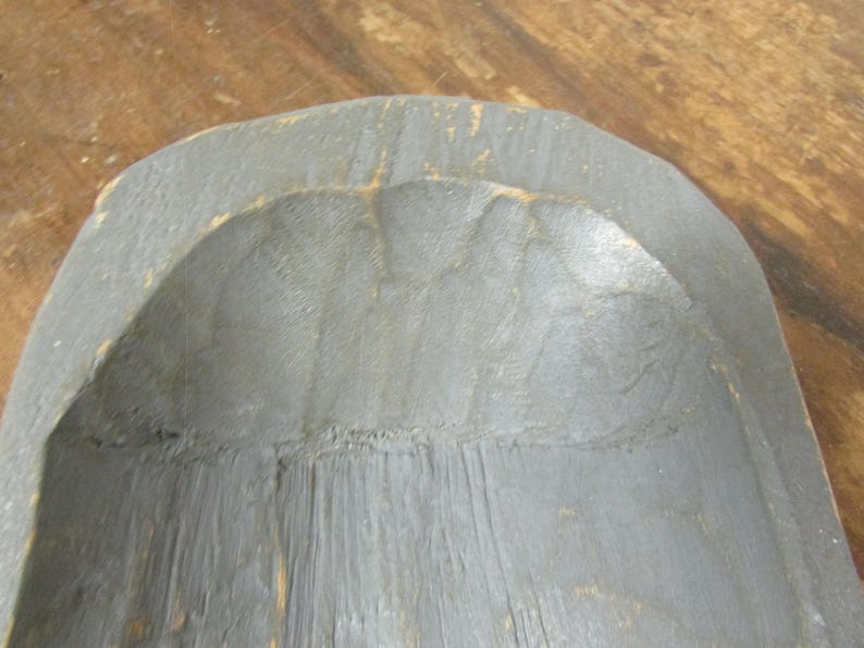 Wooden Short Baguette Dough Bowl-Batea #3--Primitive-Doughboard-6 x 21 x 3 in. French Bread Bowl-Serving-Industrial Gray