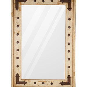 Mojave Ranch Farmhouse Mirror-23x35 inches-Handmade-Wall Mirror-Accent Mirror-Vanity-Primitive-Farmhouse Style-Distressed White