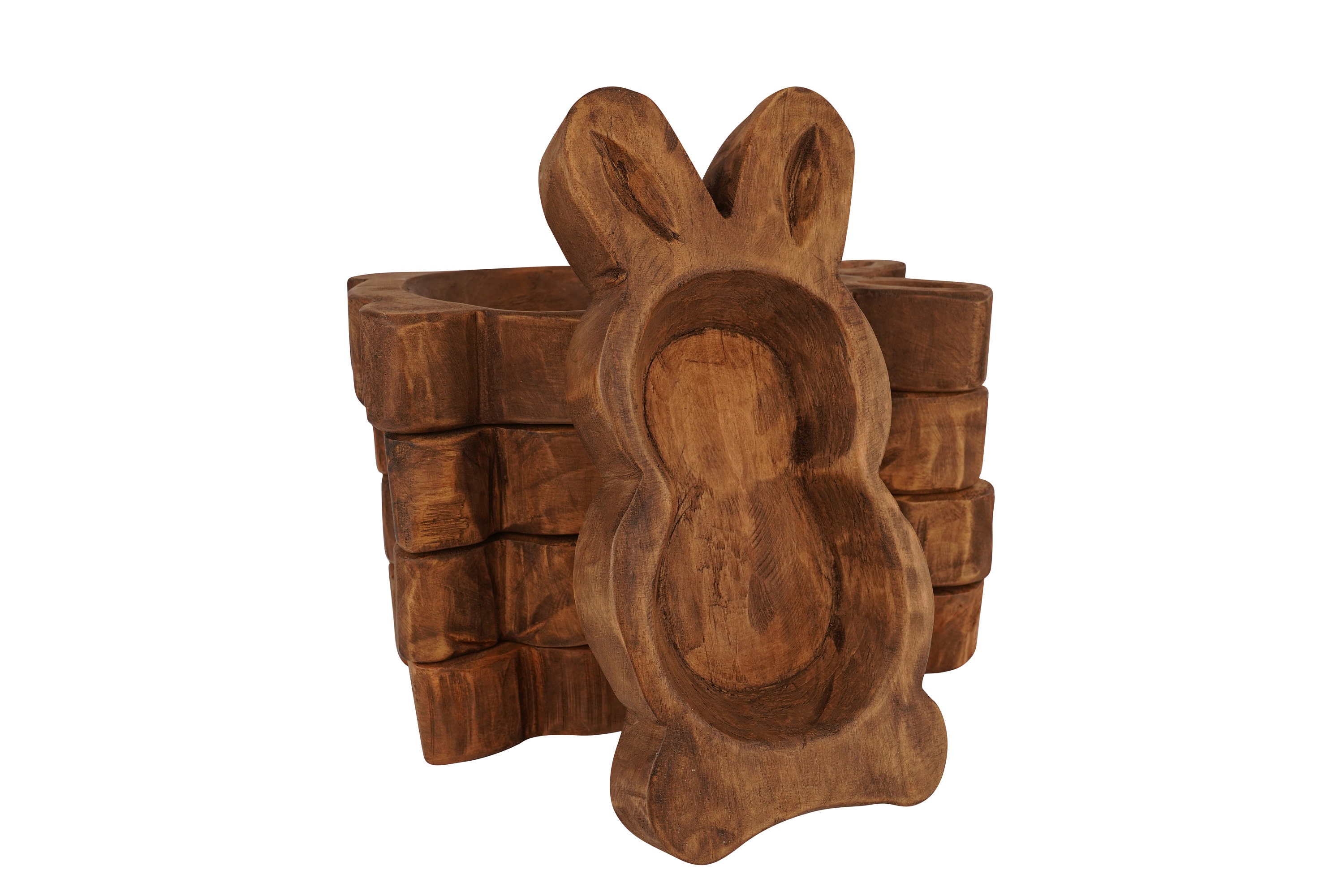 3 Pack Easte Bunny Dough Bowl Wooden Candles Decoative Eggs