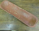 Wooden Short Baguette Dough Bowl-Batea 1 Primitive-Doughboard-6 x 21 x 2.5 in.- French Bread Bowl-Serving-Red Spice