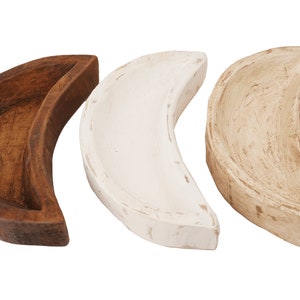 Moon Bowl-Home Decor #2-WH5P-Wood-10 x  6 x 2 inches--Three Color Choices-Carved Moon Bowl-Home Decor #2