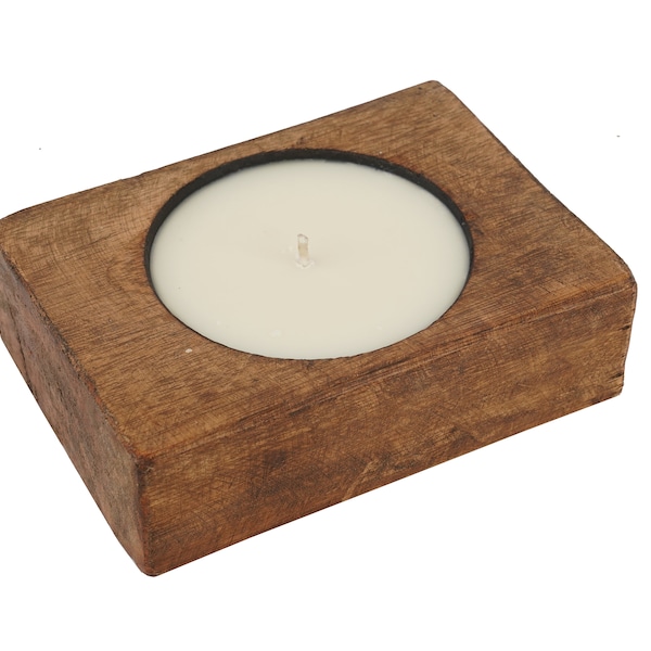 One Hole Cheesemold-Wood-Rustic-Handmade-4.5-6 x 2 inches-Candle Pour-Candle Ready-One Hole-Single Cheese Mold-Waxed