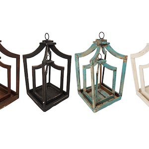 Canopy Farmhouse Pair Wood Lantern-Handmade-Vintage Inspired-Primitive-Farmhouse Kitchen-Centerpiece-Set of 2-Four Colors