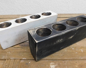 4 Hole Sugar Mold Candleholder-Mold Only-13 inches-Old Mexican-Rustic-Wood-Sugar molds-Primitive-Wooden-Mold Only-4 Hole-White or Black-SALE