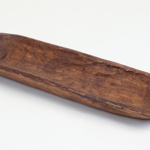 Small Wooden Baguette Dough Bowl-Batea-Primitive-Dough Board-5-6W x 18-20L x 2-3D inches-French Bread Bowl-Serving-Natural Waxed
