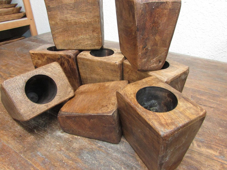 SPECIAL-Quantity 10-One Hole Sugar Mold-Wood-Rustic-Handmade-5W x 3L x 5H inches--Candle Pour-Candle Fill-Best Price-Sugar Mold-Natural
