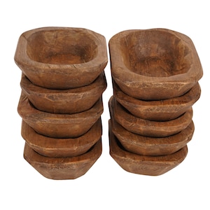 Super Mini Dough Bowl-5x7x1 inches-Batea-Wood-Rustic-Carved-Handmade-Mini-Candle Ready-NEW Super Mini Waxed image 2