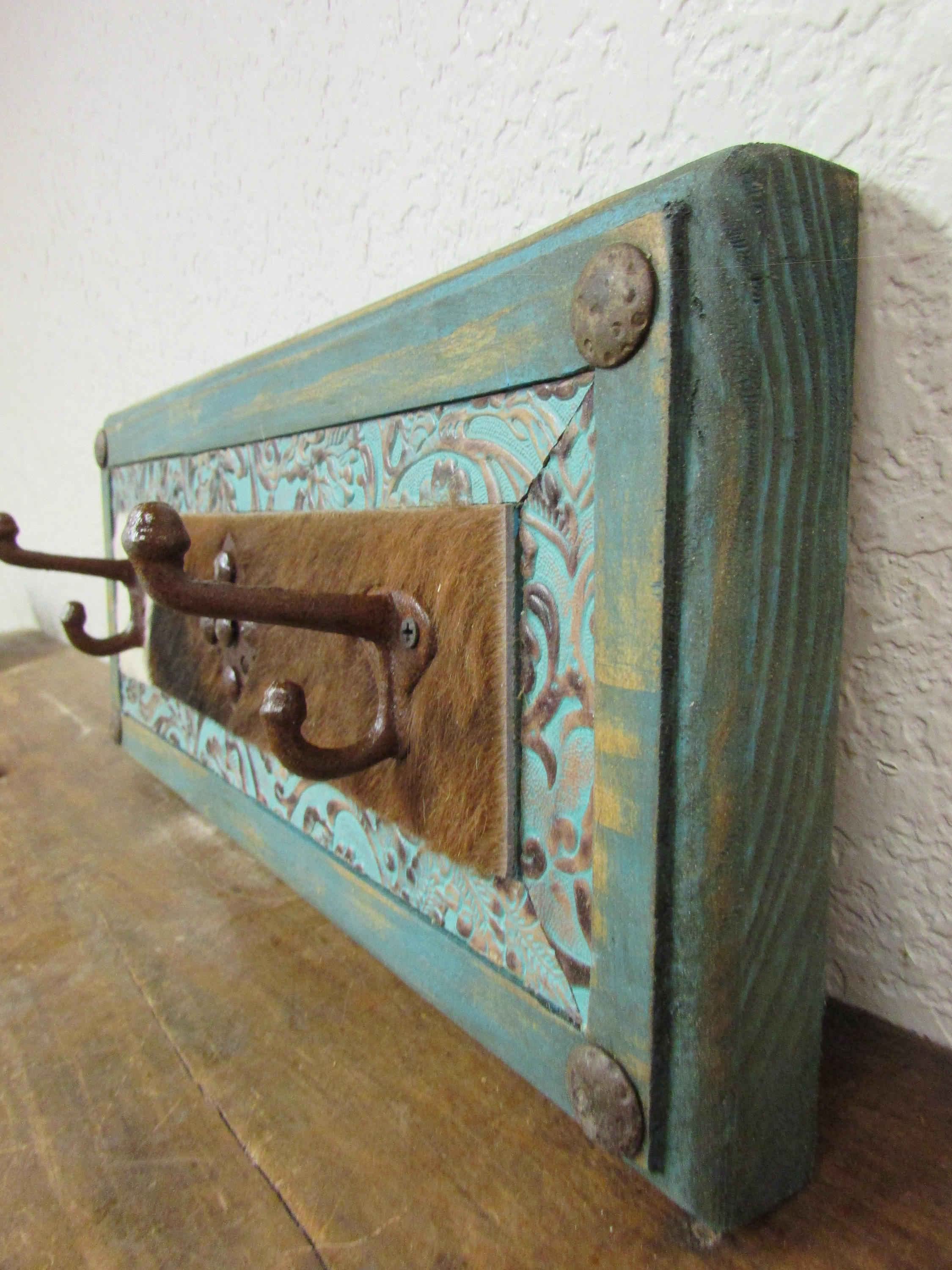 Turquoise Coat Rack Turquoise Ranch Hat Rack II- Rustic -wood-western-cowboy-coat Rack ...