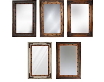 El Paso Rustic Mirror-23x35 inches-Handmade-Wall Mirror-Spanish-Vanity-Primitive-Clavos-Accent Mirror-Five Colors-Best Seller
