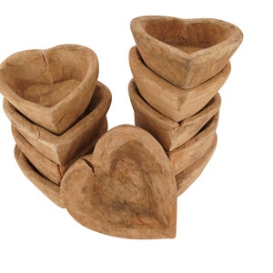 NFC-New and Improved-Not for Candles-Mini Carved Hearts-6-7W x 2-2.5D inches-Wood-Handmade-New and Improved-Mini Hearts-NFC Unfinished