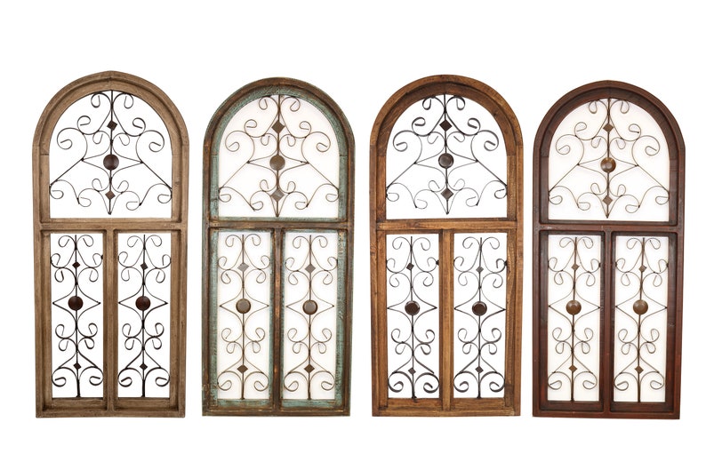 Barcelona Architectural Window-Wall-Primitive-Rustic-Garden-Farmhouse Style-20x44-Farmhouse Wall Decor-Four Colors image 1