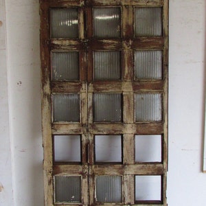 Antique Mexican Old Door #111-Primitive-Rustic-28.5x106-Gorgeous--Weathered Patina-Barn Doors-33 Panels-With Glass
