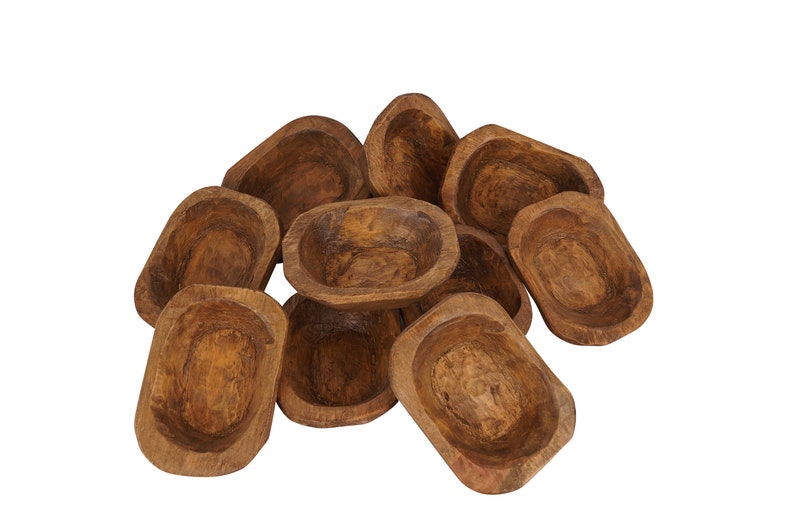 Super Mini Dough Bowl-5x7x1 inches-Batea-Wood-Rustic-Carved-Handmade-Mini-Candle Ready-NEW Super Mini Waxed image 1