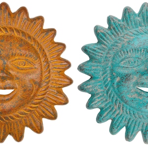 Cheeky™ Clay Sun-13 inches-Hand Painted-Garden-Handmade-Garden Decor-Wall-Patio-Outdoor-Rustic-13 inches Wide-Two Colors