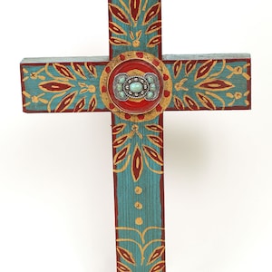 Concho Cross-11x17 inches-Artist Made-Crosses-Handmade-Wall Decor-Gorgeous-Beautiful-Hand Painted