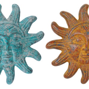Clay Sun-12 inch-Hand Painted-Garden-Handmade-Garden Decor-Wall-Patio-Outdoor-Rustic-12 inches Wide-Two Colors